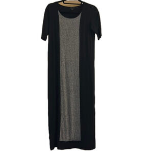 J. Jill Wearever Collection Jersey Knit Maxi Dress Black w Gray Center Sz XS